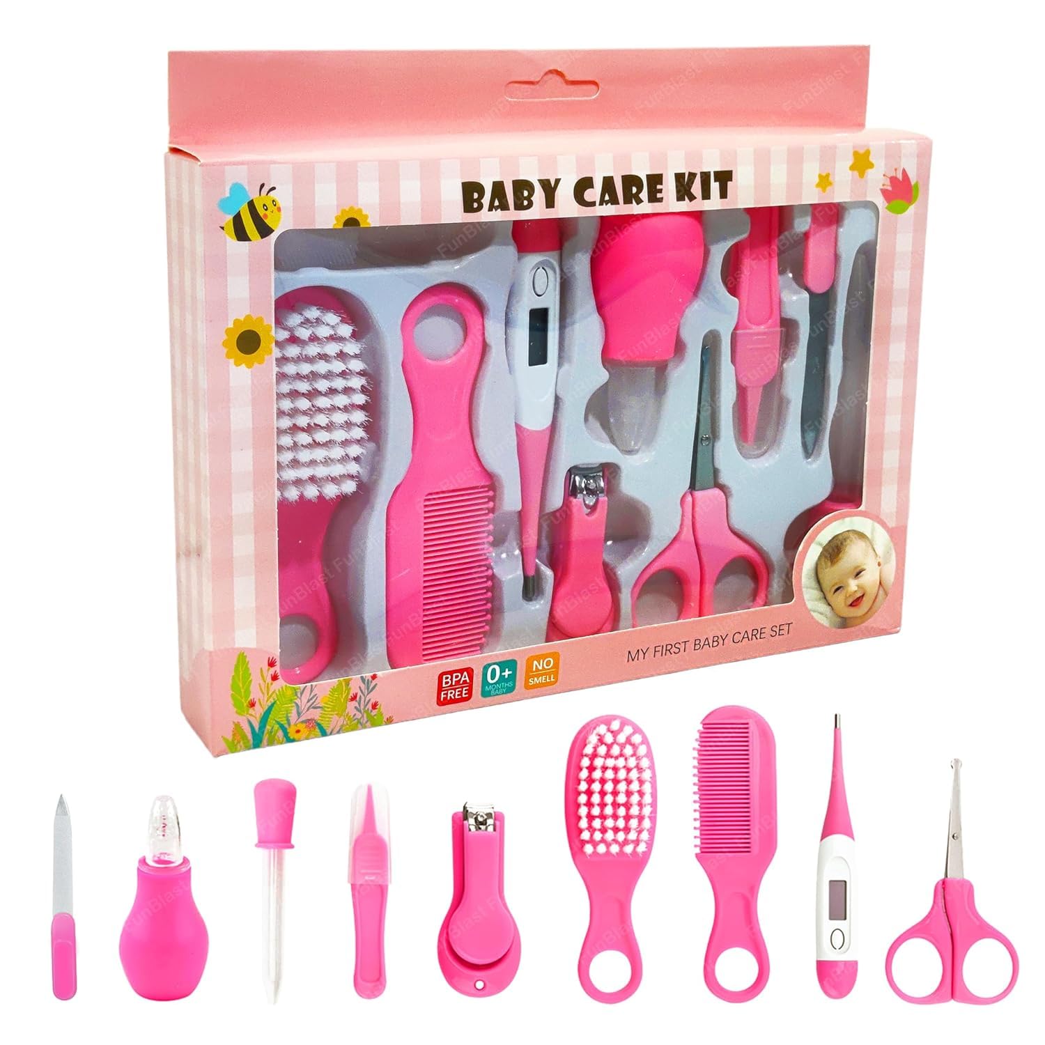JD PRO | Portable Manicure Grooming Kit for New Born Baby |10 in 1 Healthcare Accessories Set to Keep Infants & Toddlers Clean|Perfect Nursery Gift with Nail, Hair, Ear Grooming Tools for Kids (Pink)-image-37