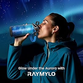RAYMYLO 32oz Insulated Water Bottle, Triple Wall Vacuum Stainless Steel Water Bottles - Keeps Cold 48H, Reusable 1/4 Gallon water flask Jug for Gym, Sports, Camping, Hiking,Travel, Aurora-Blue