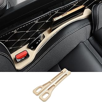 2Pcs Car Seat Gap Anti-leak Stopper Strip Side Seam Car Gap Filler Plug Filler Pad With Slot, Compatible with Renault Kadjar Captur/Kaptur,3-Beige