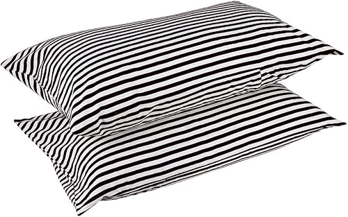 rockcloud Juego de fundas de almohada de 400 hilos, 100% algodón, tamaño estándar, 2 piezas, color negro