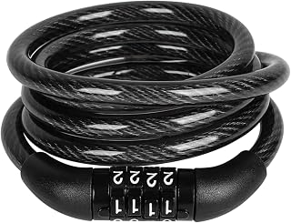 Anti-theft tool Bicycle 4-5 Digital Code Locks Steel Cable Password Bike Cable Lock Motorcycle MTB Electric Bike Scooter Accessories Easy to use and carry. (Color : Black 4 Code 1.2m)