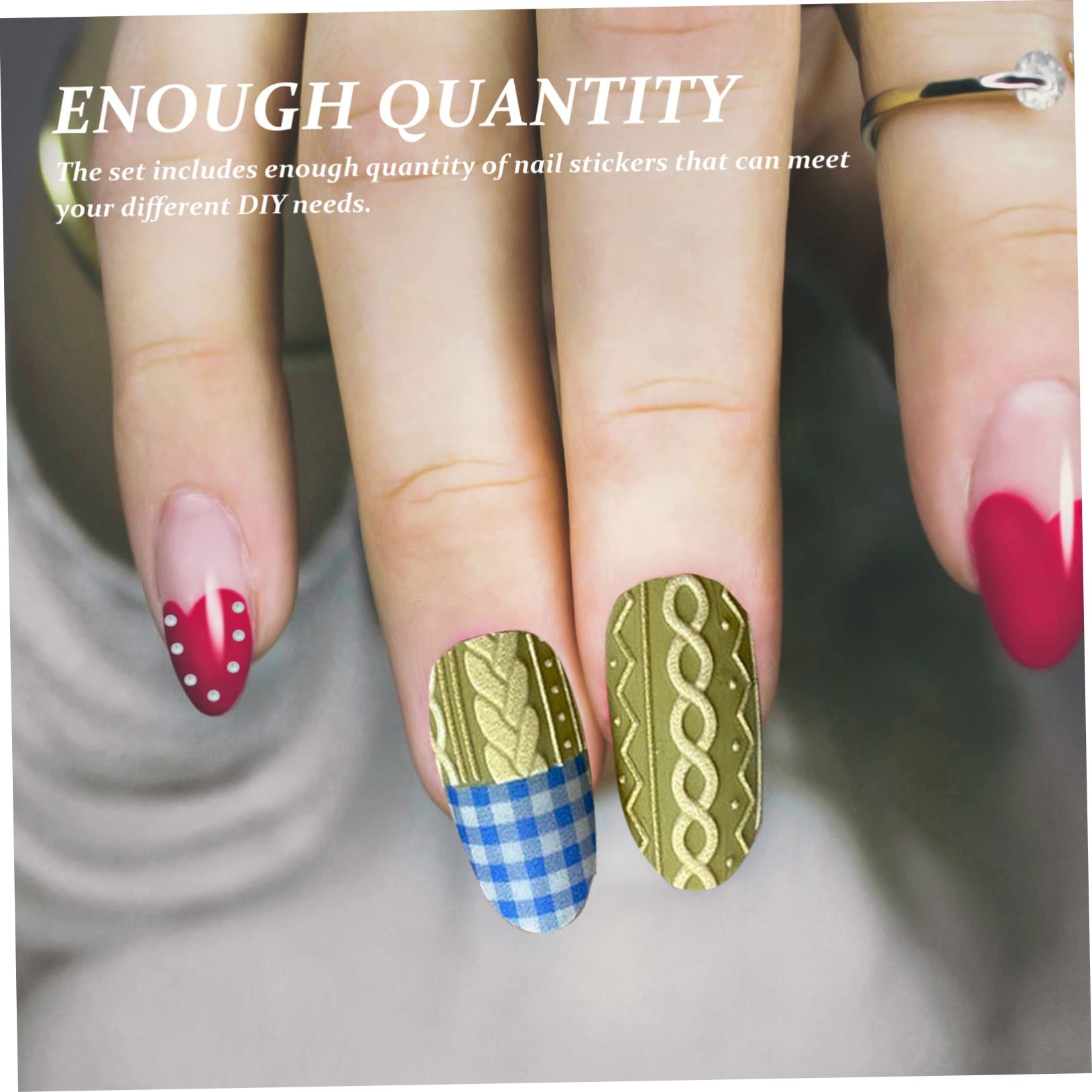 POPETPOP 12sets Adesivi Per Unghie Natalizi Di Decorazioni Stile Maglione Con Fiocchi Di Facile Applicazione Per Nail Art Fai Te e Manicure Professionale