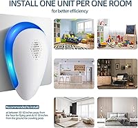 Vista 5 de Paquete de 6 repelentes ultrasónicos de control de plagas, enchufe electrónico repelente de plagas en interiores para insectos, cucarachas, arañas