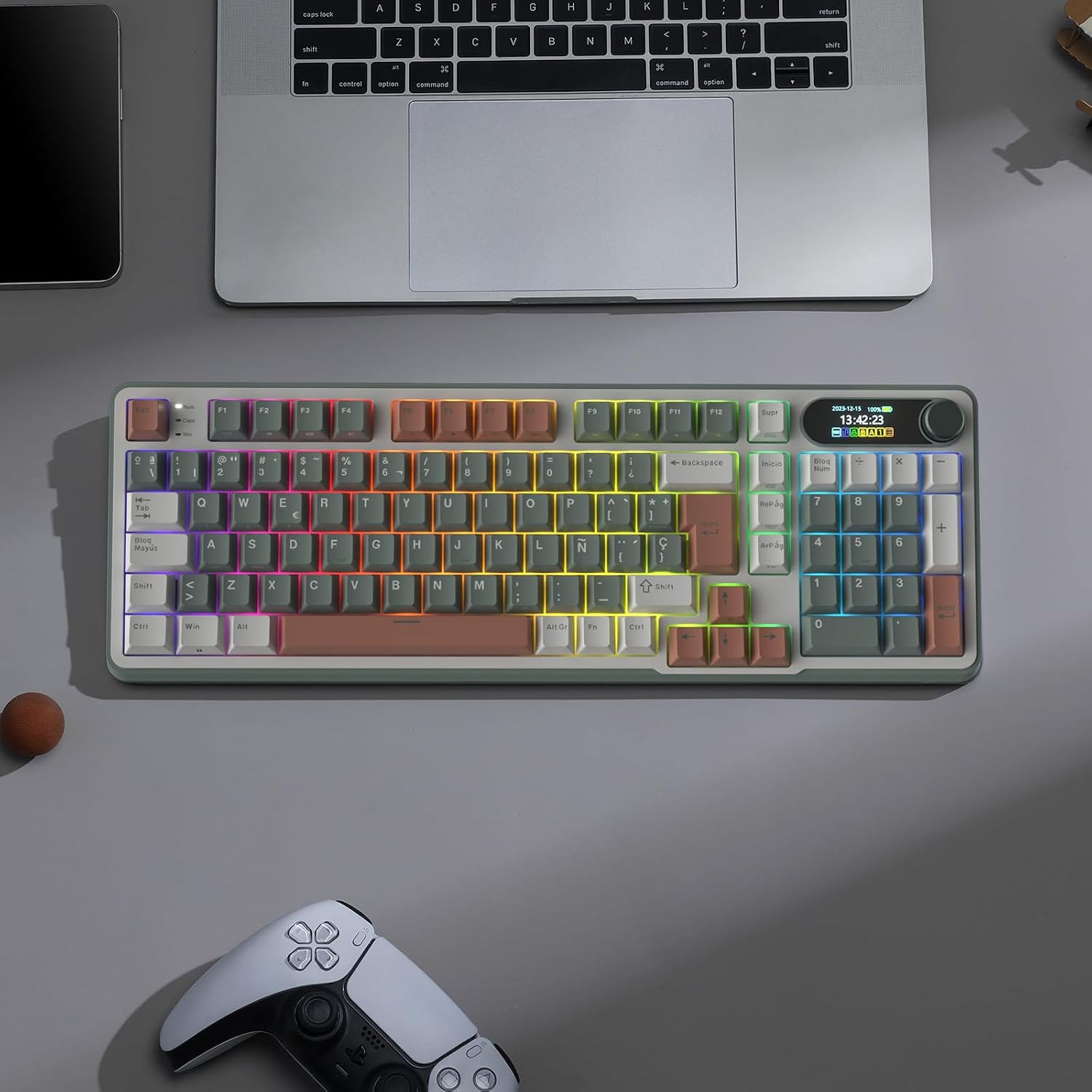 RK ROYAL KLUDGE S98 ES Teclado Mecánico con Smart Display y Botón, Montaje Superior 96% Teclado Mecánico Inalámbrico BT/2.4G/USB-C, Hot-Swappable, Soporte de Software, 98 Teclas, QWERTY Español 9
