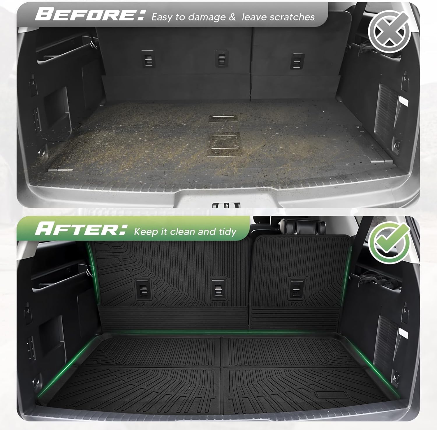 Cartist Floor Mats and Cargo Liner Fit for Ford Expedition MAX (8 Seats-2 Row Bench Seat) 2018-2024 All Weather Floor Mat Expedition Accessories Heavy Duty Carpet Protection (Only Fit MAX)