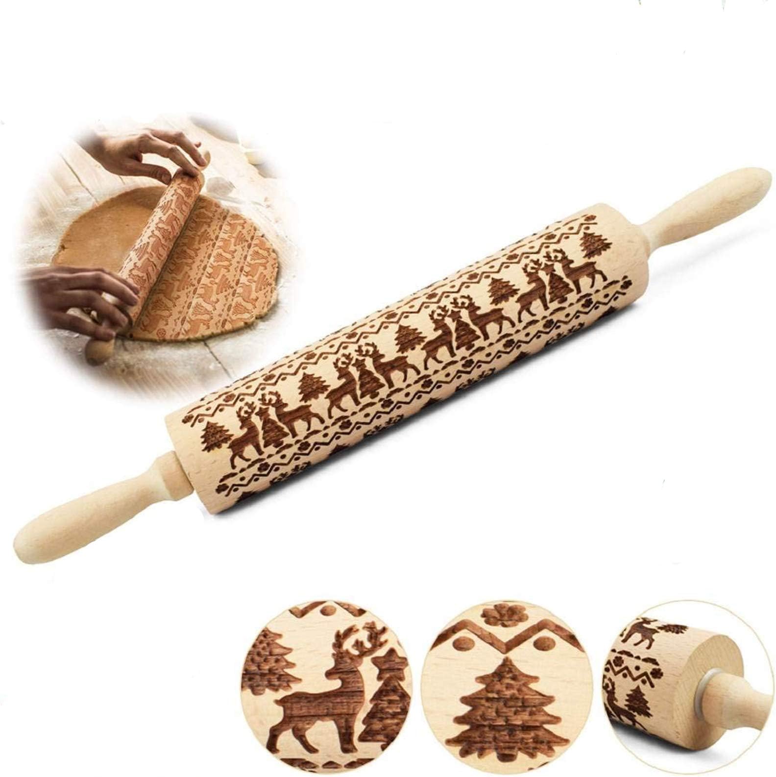 christmas gifts for women embossed rolling pin, Engraved Embossing Rolling Pin Kitchen Decor Tools for Baking Embossed Cookies,Birthday Gifts for Women, Gift for Women,Mom Birthday Gift