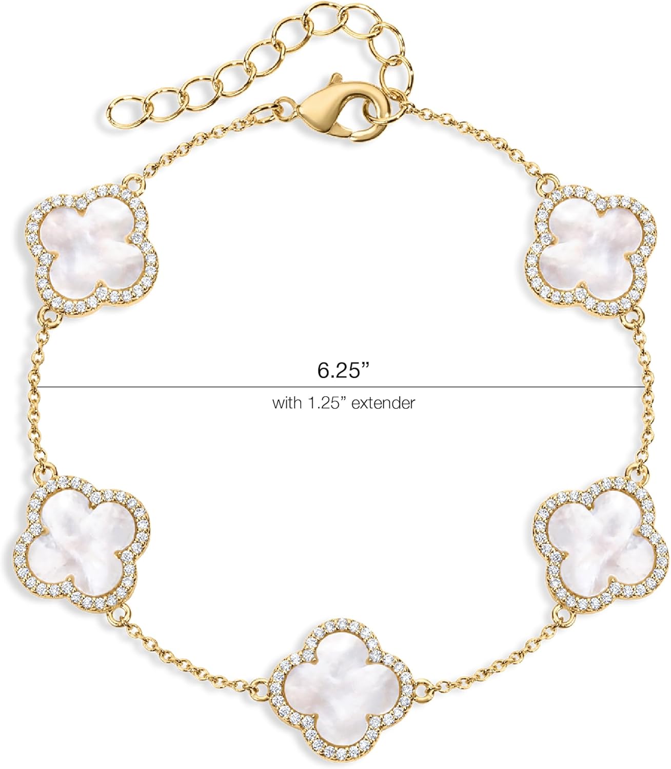Electric Picks Icon Bracelet for Women, 14k Gold Plated Clover Charm Chain Bracelet, Adjustable 6"–7.5", Stackable Everyday Jewelry, Minimalist Gold Bracelet Gift