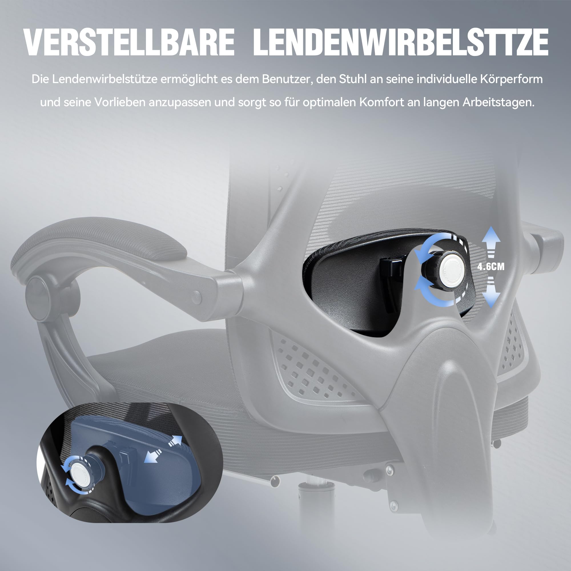 Dowinx Sedia da ufficio ergonomica con poggiatesta e supporto lombare, direzionale con poggiapiedi, regolabile in altezza e schienale, mesh, 150 kg, nero