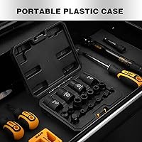 Vista 6 de Juego de llaves de vaso E-Torx invertidas de 17 piezas, acero Cr-V de impacto prémium E4 - E24 Star hembra para llave de impacto 1/2 3/8 1/4 Kit