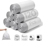 Self Cleaning Litter Box Bags – 6 Rolls (120 Count) Drawstring Liners for Automatic Litter Box, Heavy Duty Leak-Proof, 24.8"x12.6" Fits Most Automatic Waste Drawers