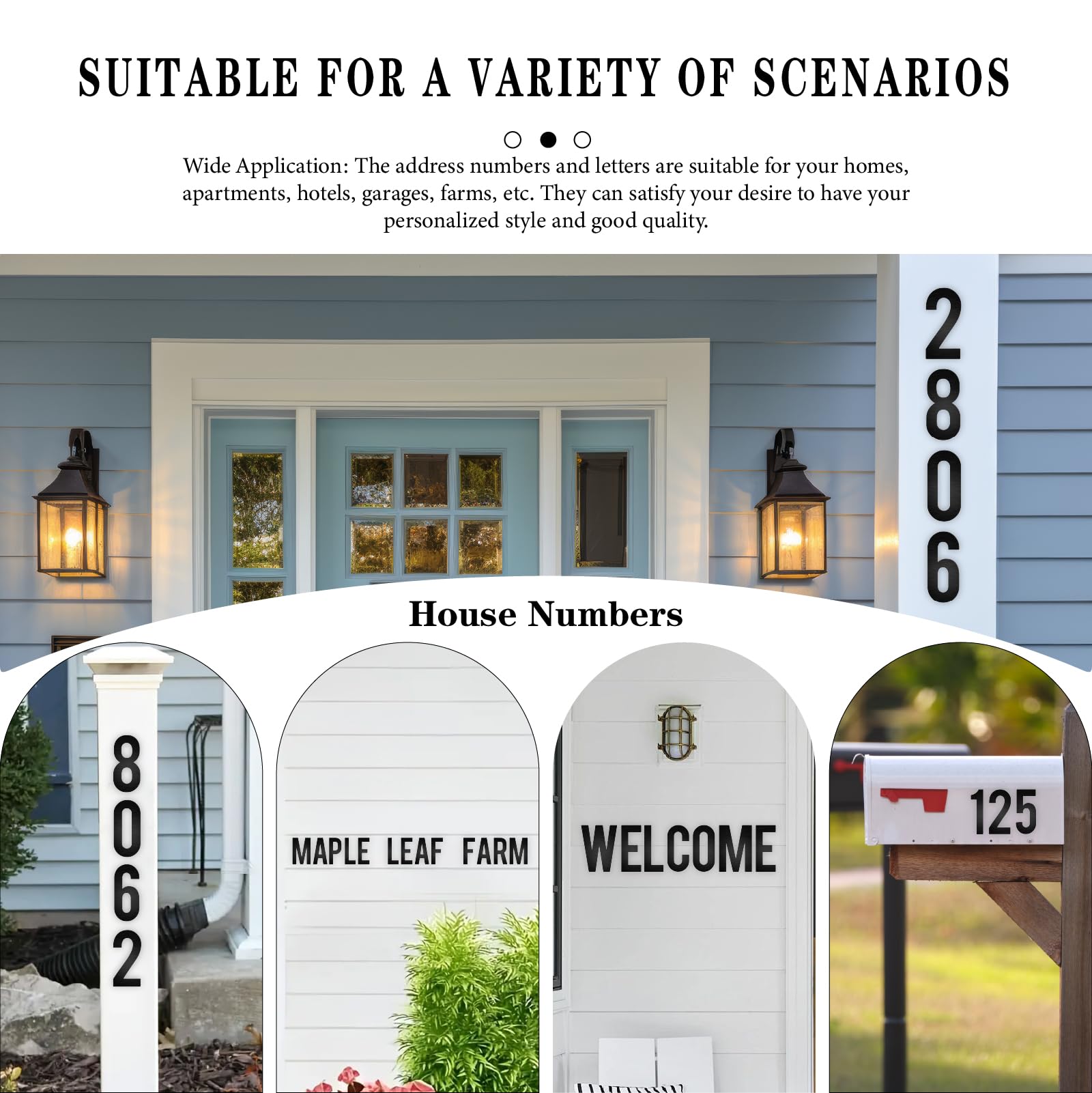 Números de puerta y letras de acero inoxidable de 50,8 cm, color negro, modernos números de buzón y números de casa para exteriores, números de dirección para casa o apartamento (G)