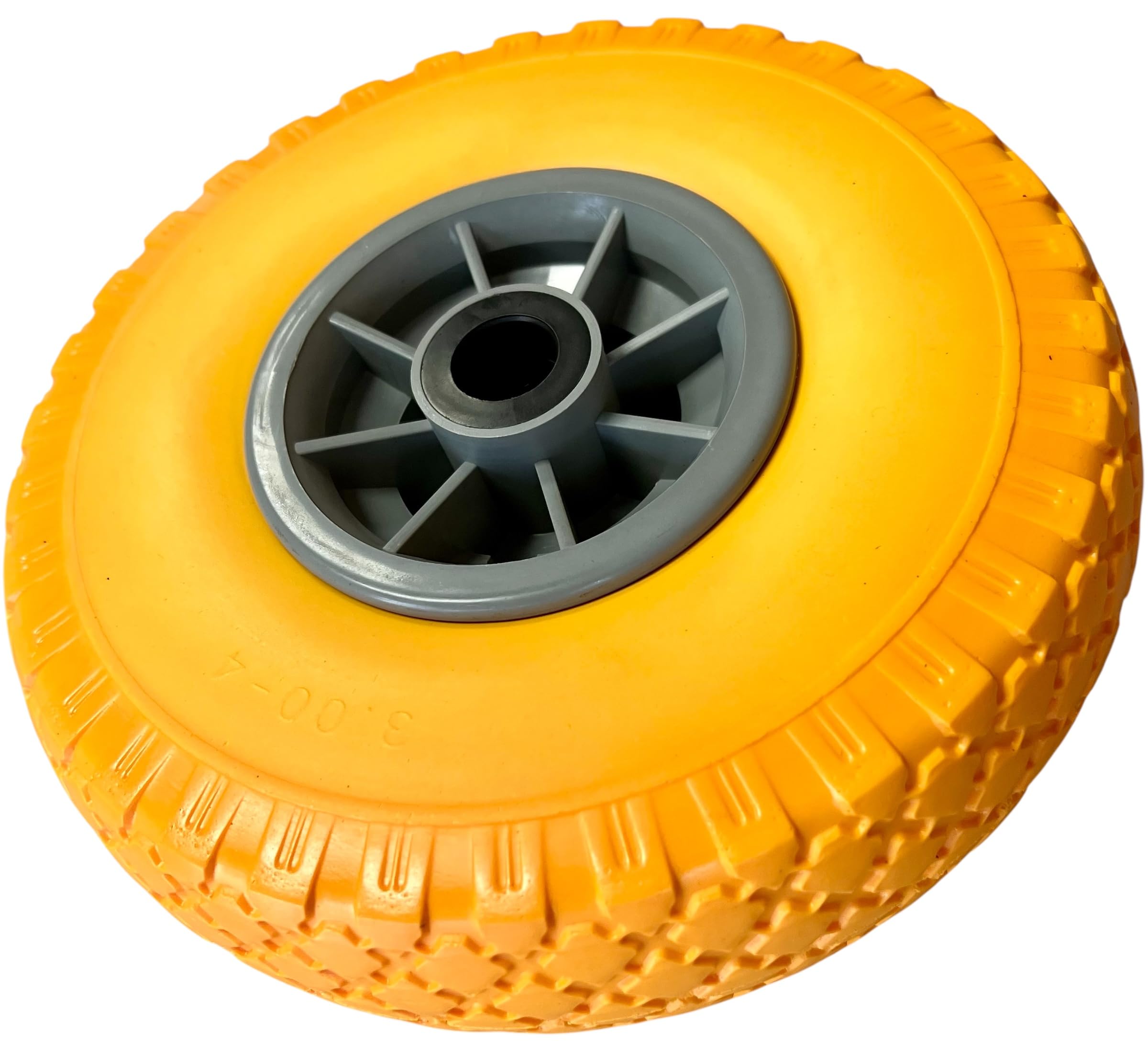 4x Sackkarrenrad Pannensicher VOLLGUMMIREIFEN Ø 260mm, Nabe Ø20×75mm, 3.00-4, für Sackkarren Bollerwagen, Rad Ersatzrad Reifen Räder für Sackkarre Bollerwagenrad Sackkarrenräder, Gelb/Grau, PU