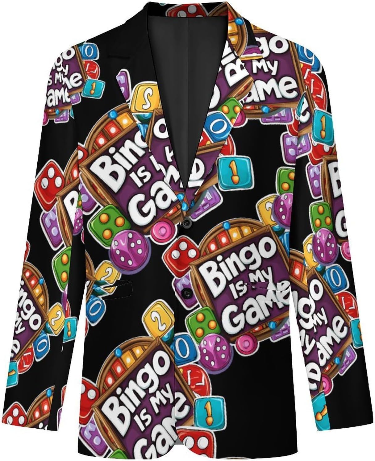 Bingo is My Game Casual Men's Blazers Two Button Lapel Suits Jacket Lightweight Sport Coats