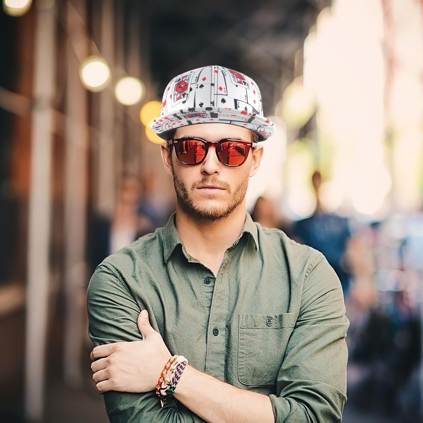 CALLARON Baseball Cap Bedrucken Baseballcap Stylische Baseballkappe Bedruckte Baseballkappe Gym Cap Baseball Kappe Schutzhelm Spielkarten-Baseballmütze Baseballmützen für Herren Baumwolle