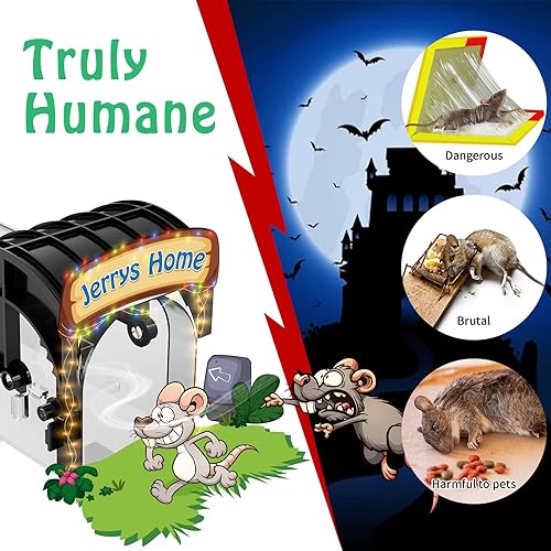 Miniatura 2 de Trampas Humanas para Ratones, Trampas de 12 Pulgadas Ampliadas Sin Matar para Ardillas, Trampas para Ratones Reutilizables de Captura y Liberación,