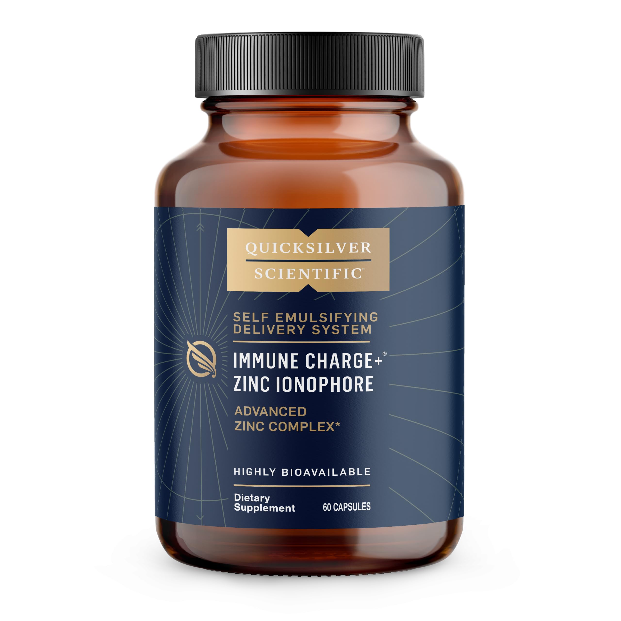 Immune Charge+ Zinc Ionophore - Zinc Supplement Complexed with Quercetin, Luteolin, Hesperetin Immune + GI Support (60 Capsules)