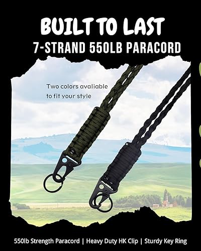 Miniatura 2 de Llavero de cuerda de paracaídas de alta calidad, 2 piezas de cuerda trenzada de paracaídas resistente con clip de metal y llavero para hombres y