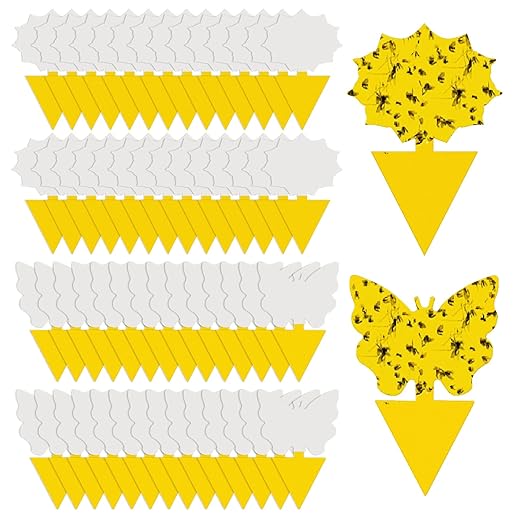 58 Pcs Flying Insect Traps for Plants,Indoors, Outdoors, Kitchen, Office, Yellow Sticky Traps for Fungus Gnat, Fly and Flying Insects, Non-Toxic & Odorless, Kid & Pet Safe, Economic Pack