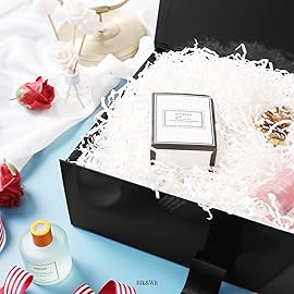BLK&WH Large Gift Box with Ribbon 13.5x9x4.1 Inches, Black Gift Box with Lid Large, Groomsman Proposal Box, Luxury Magnetic Box for Presents (Glossy Black)