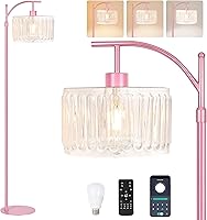 Vista 24 de Lámpara de pie con diseño de árbol de 3 bombillas; alta, rústica, estilo rural, industrial y boho, pantalla de mimbre y bambú; para sala de estar