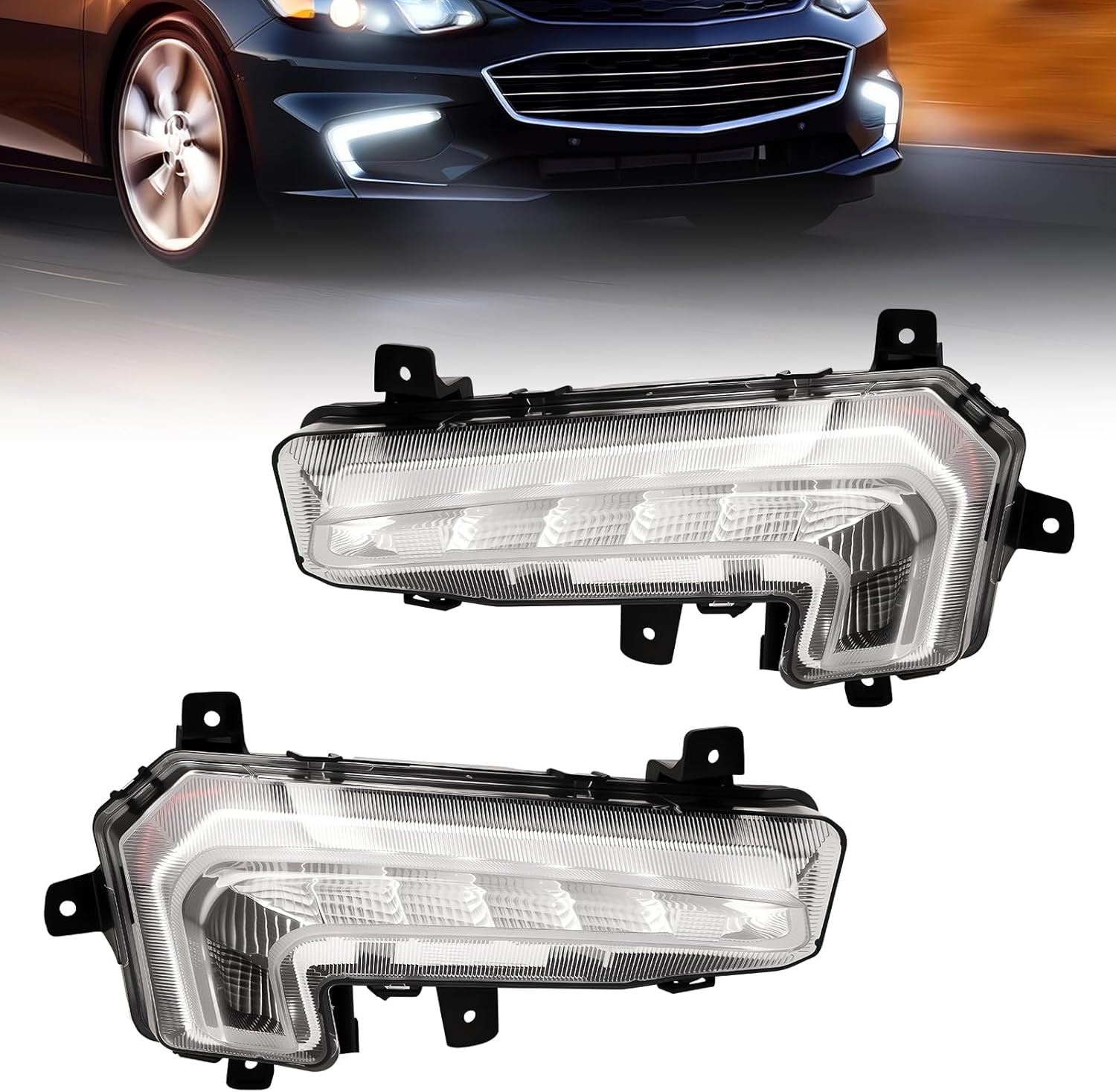 LED Fog Lights Compatible with 2016 2017 2018 Chevy Malibu, A Pair Of Fog Lamps With Clear Lens