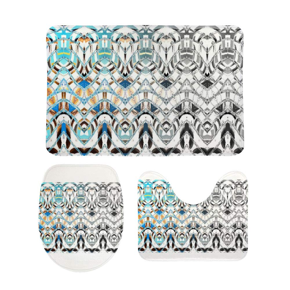 Tapis de salle de bain 3 pièces design abstrait et lavable