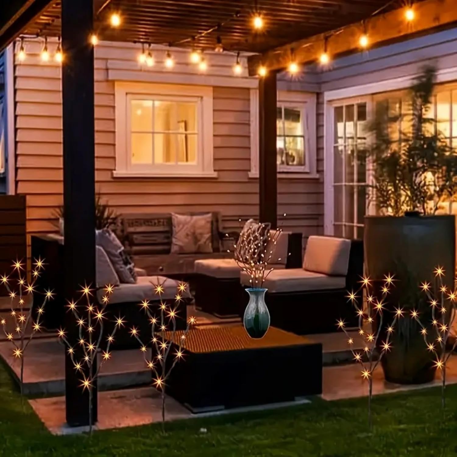 2 Pack Led Branch Light Battery Operated Lighted Branch Vase Filler Willow Tree Artificial Little Twig Power Brown 30 Inch 20 LED for Home Romantic Decoration, Warm White