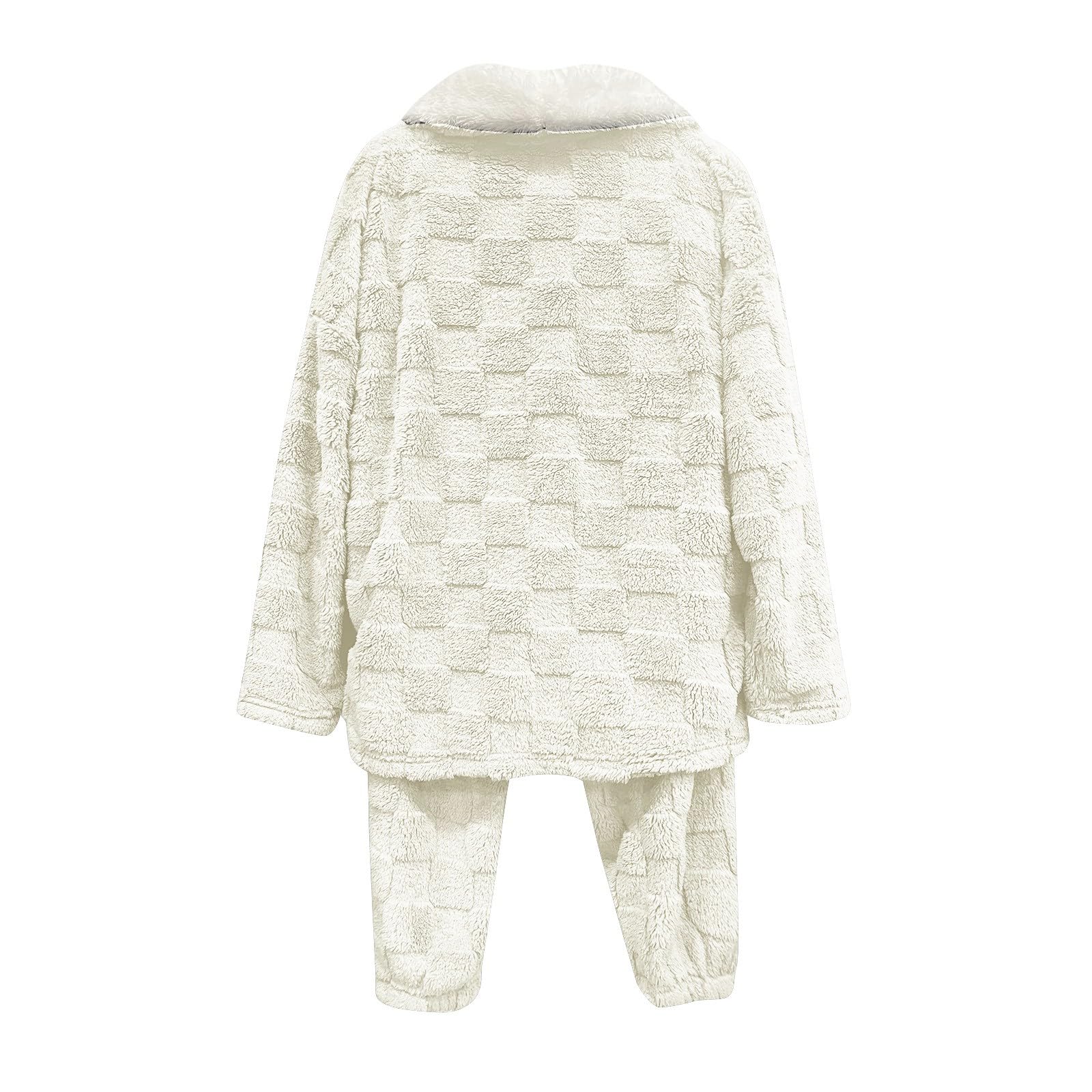 Pijama largo para mujer, mullido, mullido, pantalones de pijama, conjunto de ropa de dormir, con botones, cuello de camisa, traje de ocio, ropa de noche, ropa de noche, camiseta ligera de