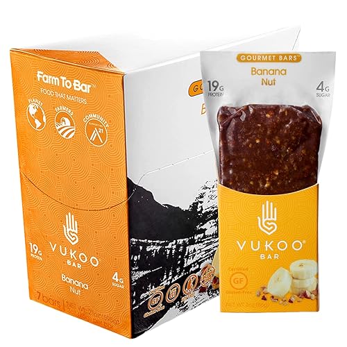 Vukoo Barras de proteínas refrigeradas  Sabor a nuez de plátano  Paquete de 0.42  0.67 oz de proteína  Avena orgánica saludable  Snacks