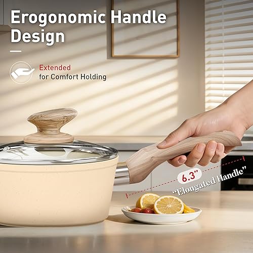 Miniatura 5 de Juego de ollas y sartenes DisDelight antiadherentes, juegos de utensilios de cocina de granito antiadherente para inducción, juego de cocina de