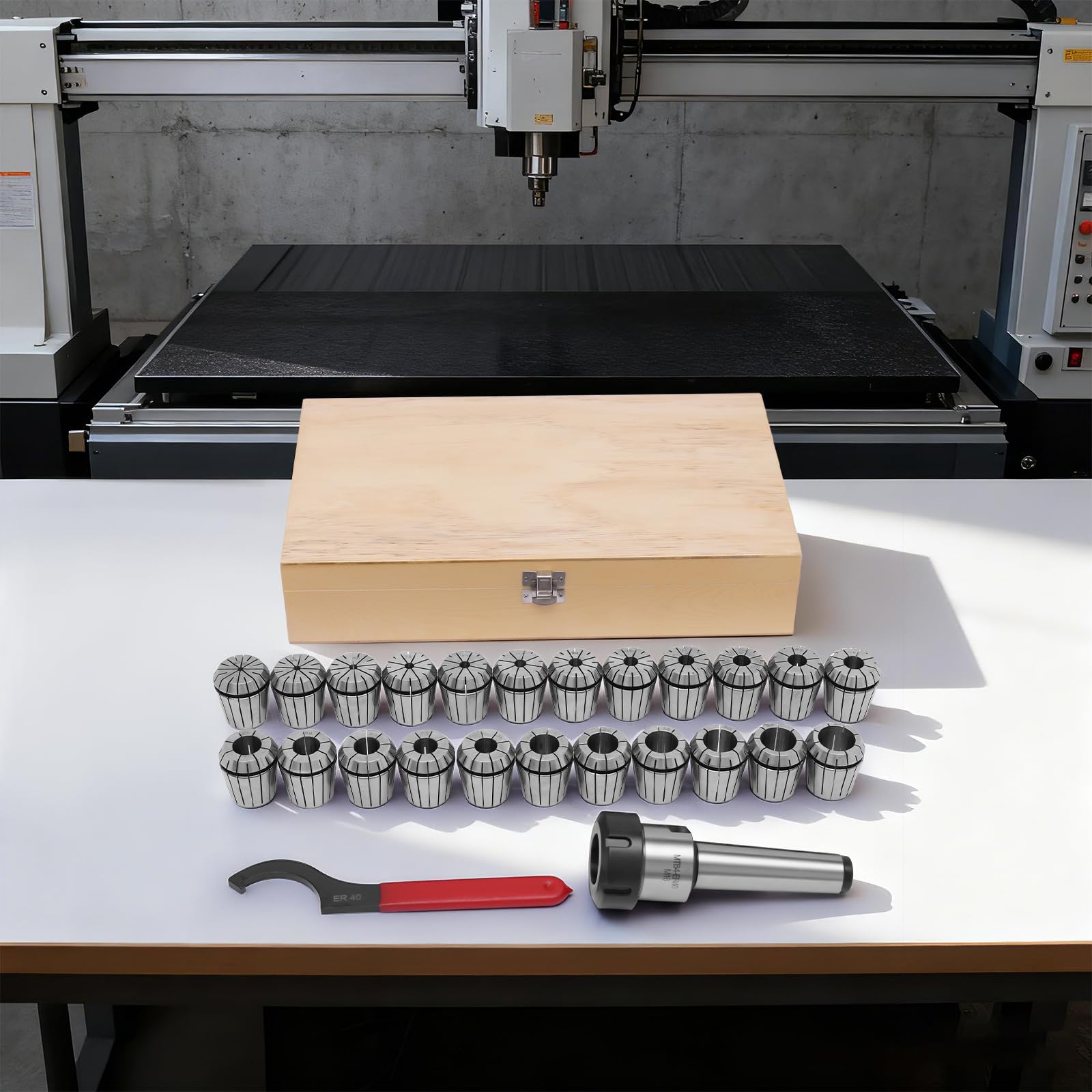 Juego de 23 alicates de alta precisión ER40 con alicates MK4/MT4 M16, juego de alicates de sujeción (Ø 4-26 mm) de acero para máquina de grabado CNC fresadora