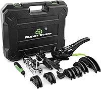 SuperStars Ratchet Tubing Bender Kit 1/4"-7/8" Copper Pipe Bender for HVAC, 90-180° Bends with 7 Dies