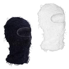 TFTSR 2 Pack Distressed Balaclava Ski Mask for Men Shiesty Yeat Knitted Face Mask for Cold Weather Women