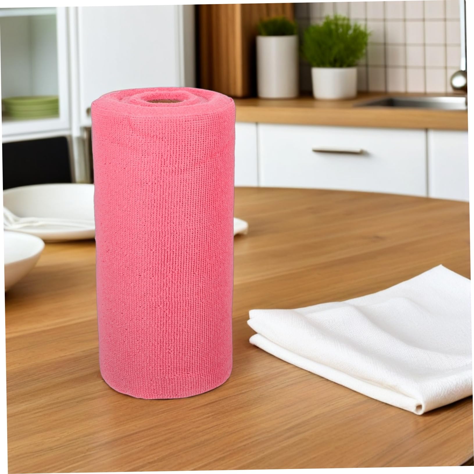 Mikrofaserhandtuchrolle 25cm Saugfähig und Strapazierfähig Abreißbar Wiederverwendbar für Haushalt und Küche Rosa Putzlappen