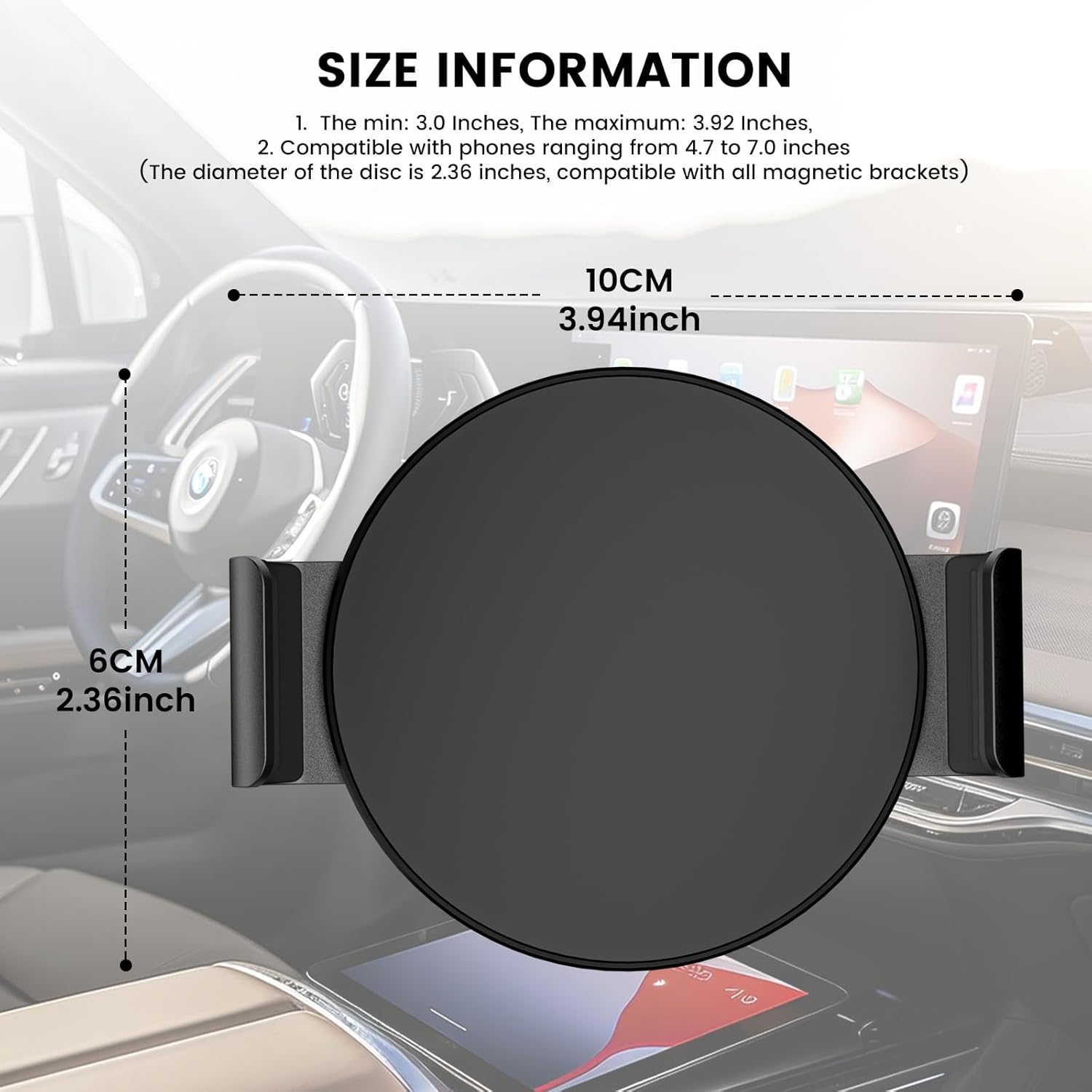 Phone Clamp for Magnetic Car Phone Holder, Aviation Aluminum Black - No Magnetic Case & Rings Needed, Enhanced Suction & Magnetic, Compatible with All Magnetic Holders - Image 6
