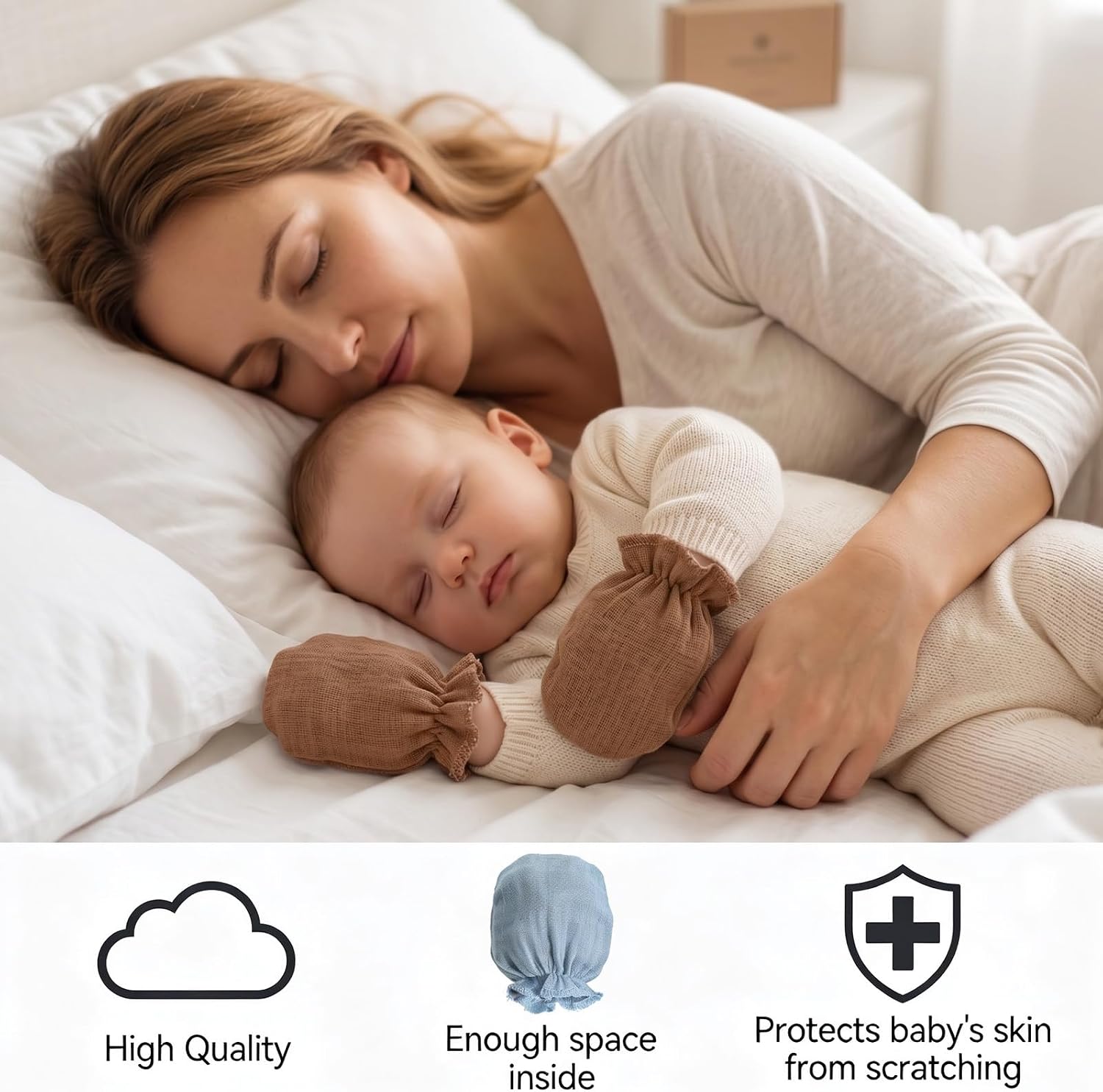 8 Pairs Newborn Baby Muslin Mittens Newborn Infant Toddler Mittens No Scratch Elastic Wrist Gloves Soft Breathable Cotton Gloves Must Haves Essentials for 0-6 Months Baby Boys Girls