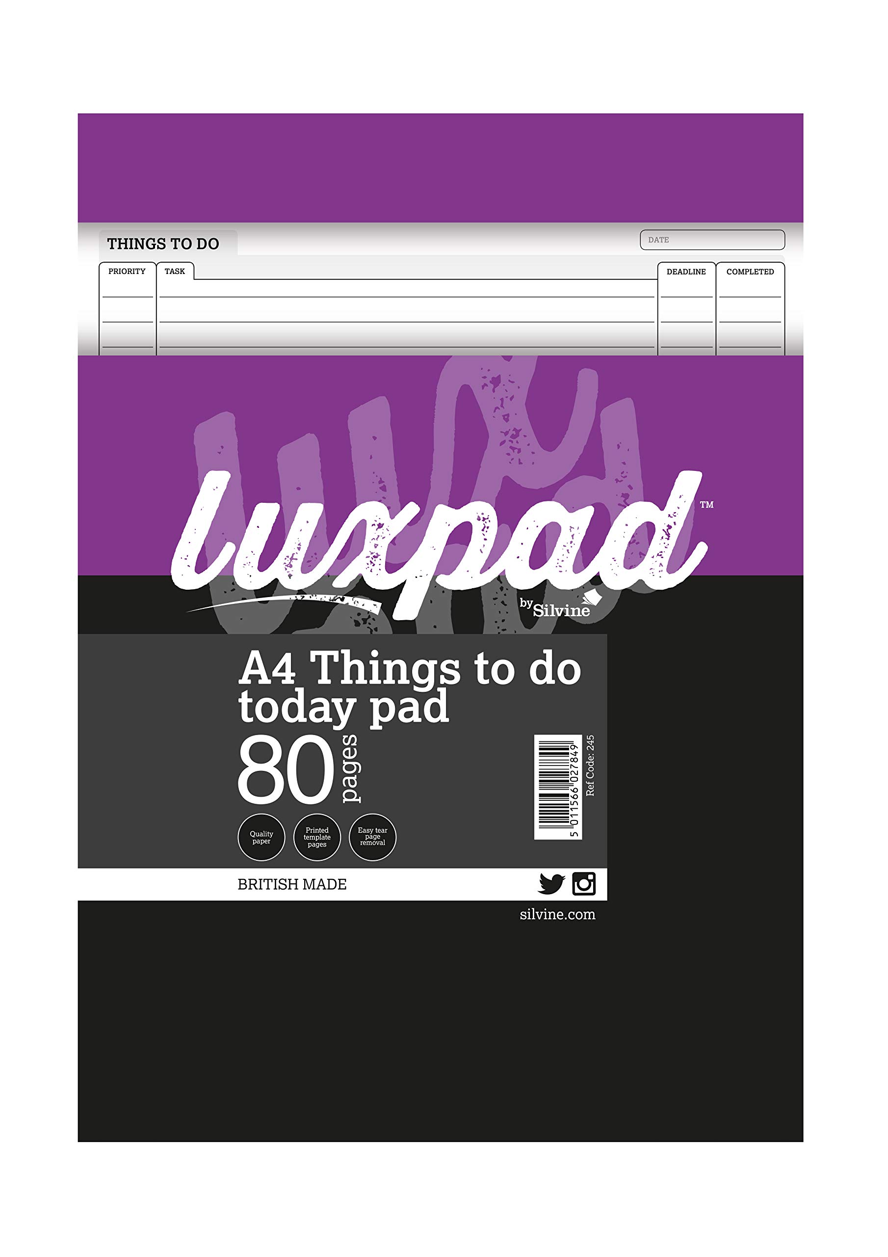Silvine Luxpad Things To Do Today Planner 280 x 150mm | EA Products