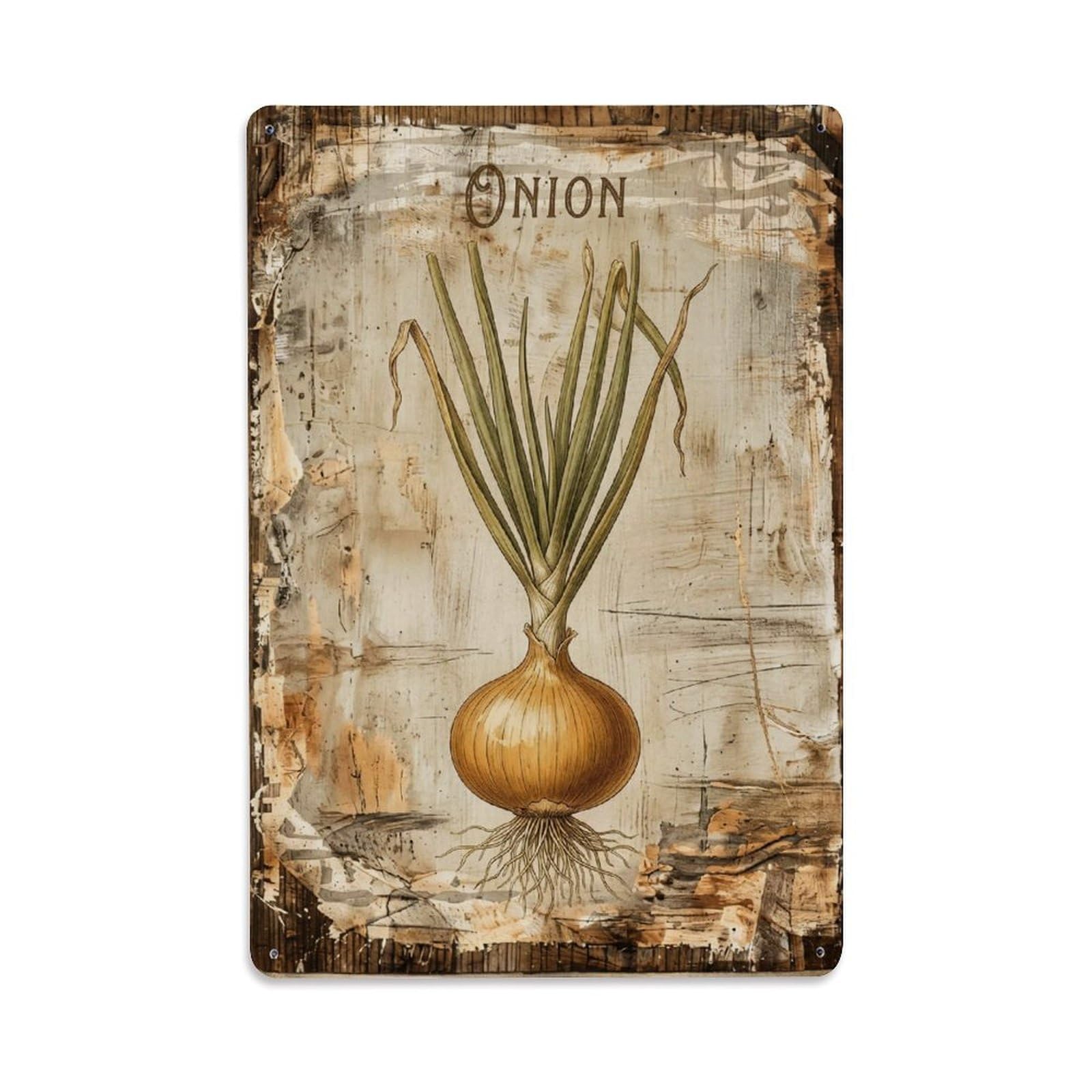 Onion Botanical Vintage Metal Tin Sign Plaque Wall Decor for Cafe, Club, Garden Metal Poster 8x12Inch