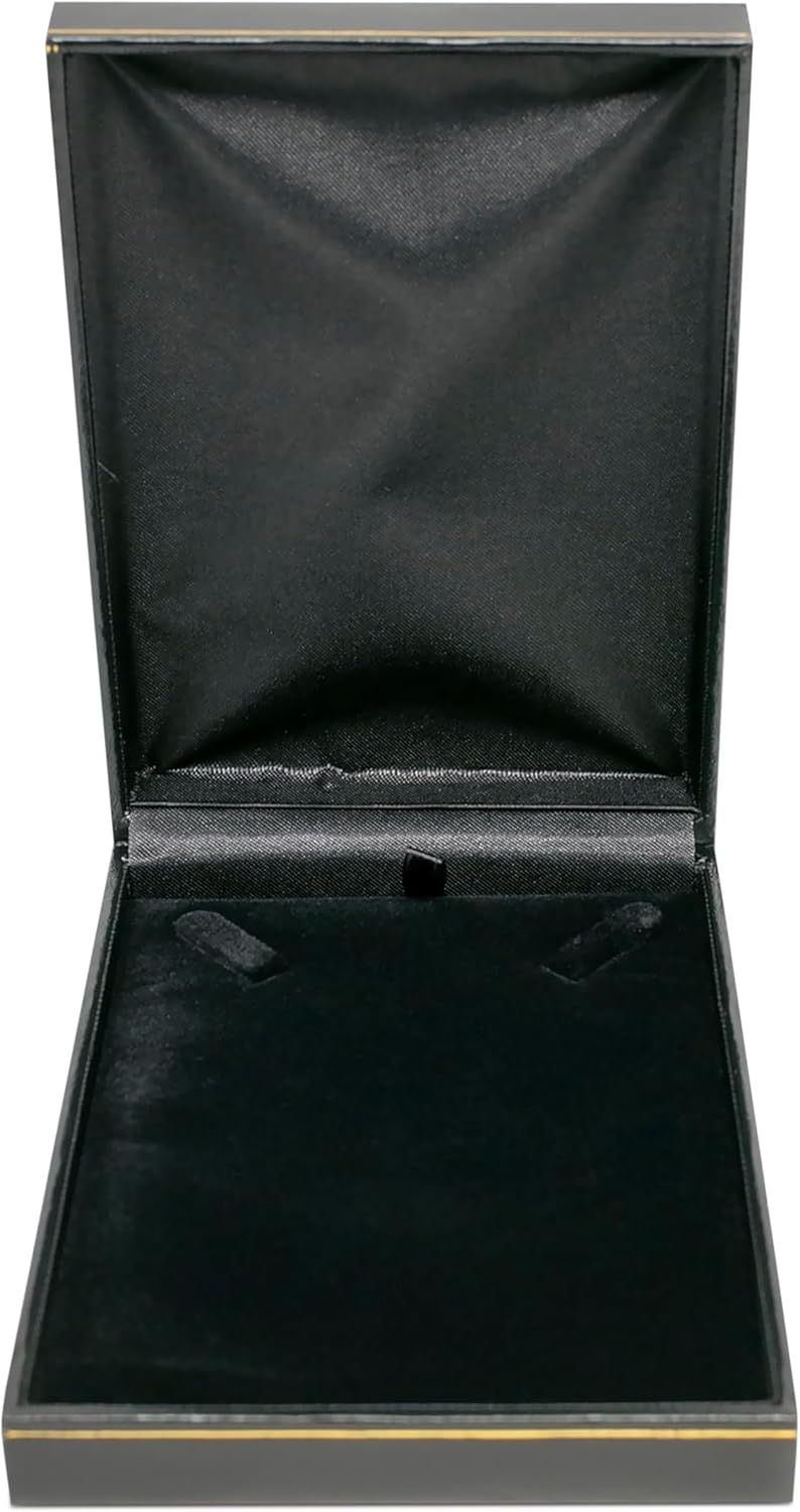 Novel Box Black Jewelry Box for Necklaces 4.75x7.37x1.4 Inches - Necklace Gift Boxes with Gold Trim - Faux Leatherette Necklace Storage Case & Gift Presentation Cases for Necklaces