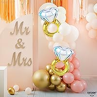 Vista 9 de KatchOn, Gold Glitter Happy Engagement Banner With Diamond Ring Balloon - Pack of 2 Happy Engagement Party Banner Engagement Ring Balloons