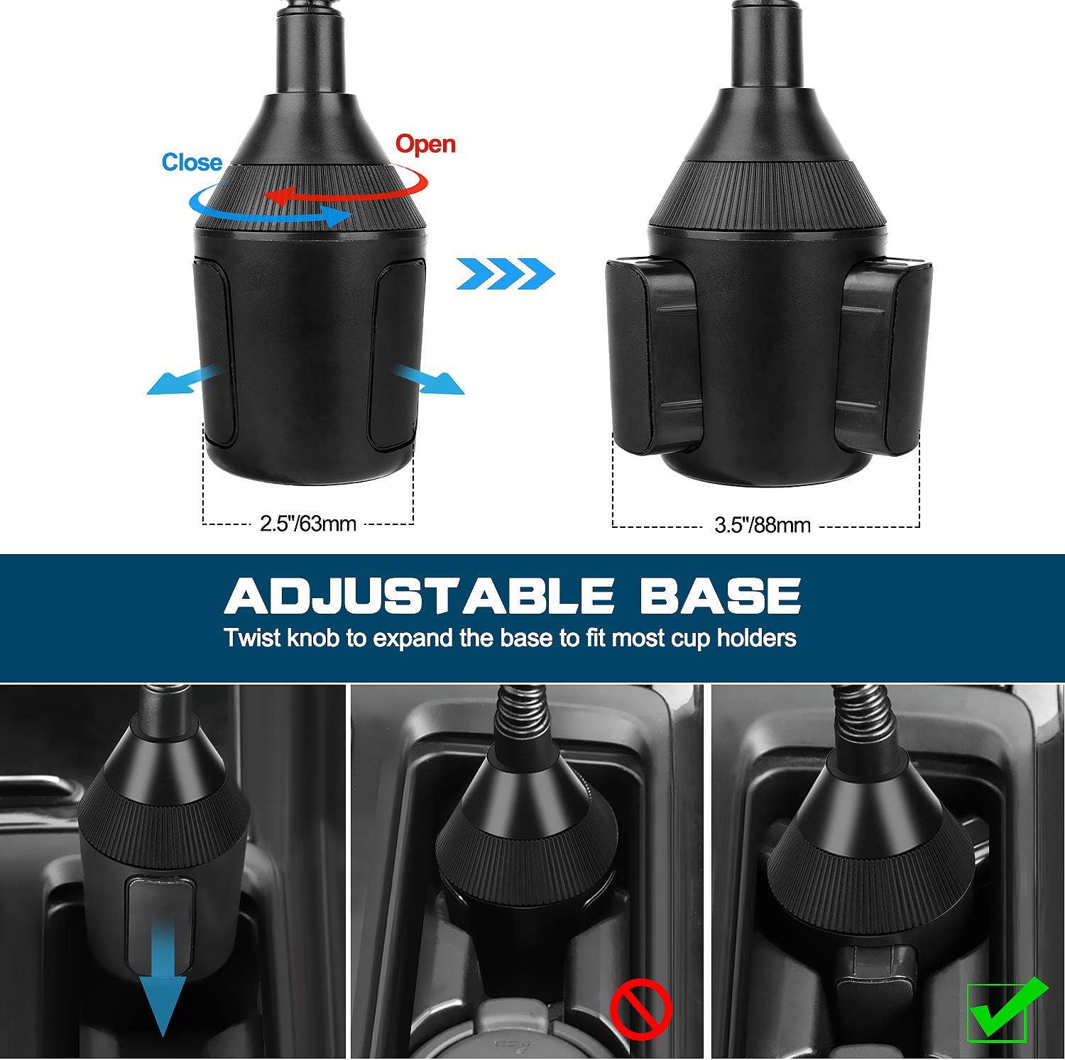 Cup Holder Phone Mount Universal Adjustable Gooseneck Cup Holder Cradle Car Mount for Cell Phone iPhone13 12 11 Pro XS Max XR X SE 8 7 Plus Samsung Galaxy S20+ S10 Note 10 9 8 Xiaomi One Plus