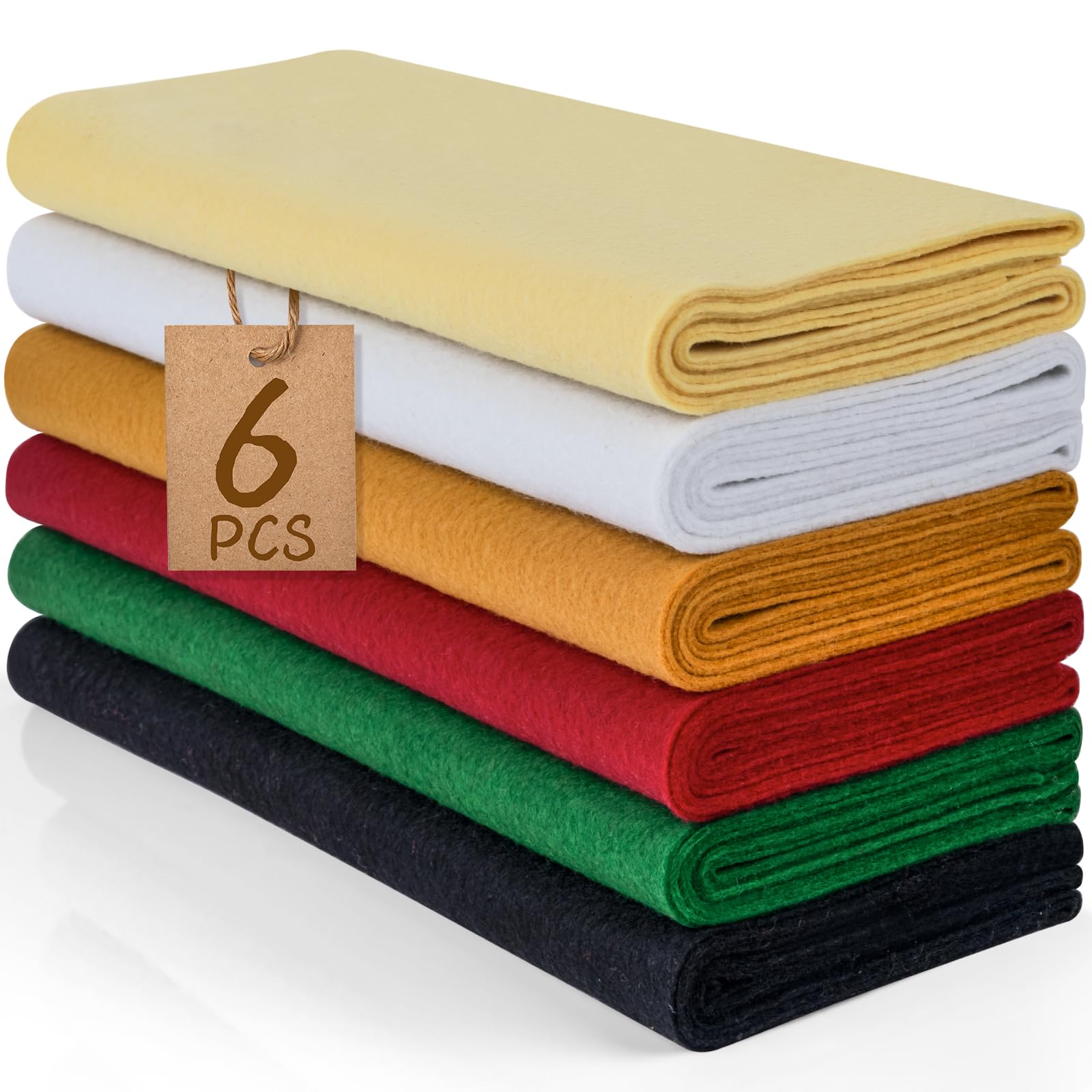 XSEINO6 Rolls 12"x35" 1.4mm Thick Soft Felt Fabric Sheet 6 Assorted Dunhuang Frescoes Series Colors Felt Pack for DIY Craft Sewing Squares Nonwoven Patchwork