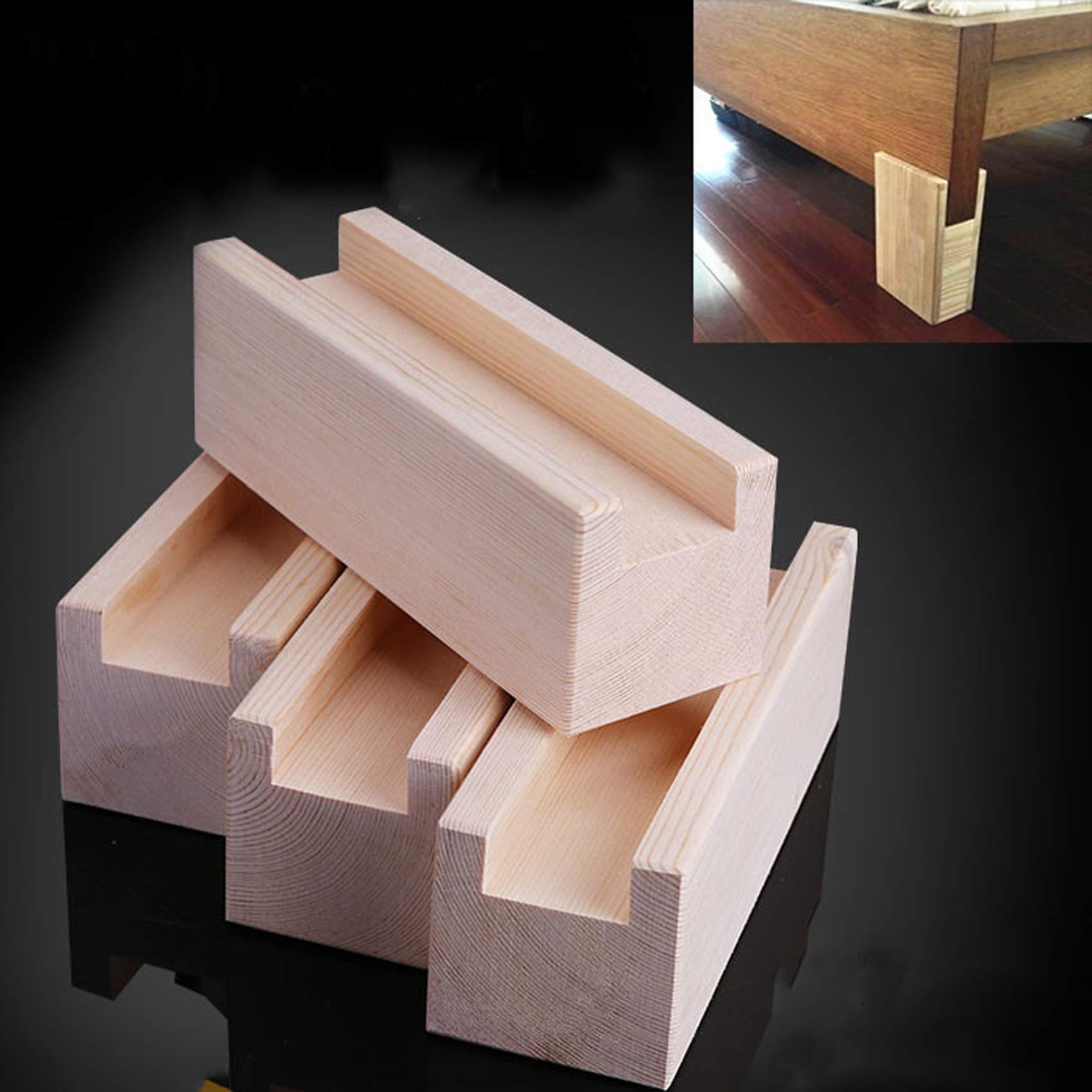 Patas de madera para muebles, paquete de 4 elevadores de altura ajustables para sofá, mesa, escritorio, cama, 10 x 1,2 x 5 cm, elevadores de muebles para armarios y más