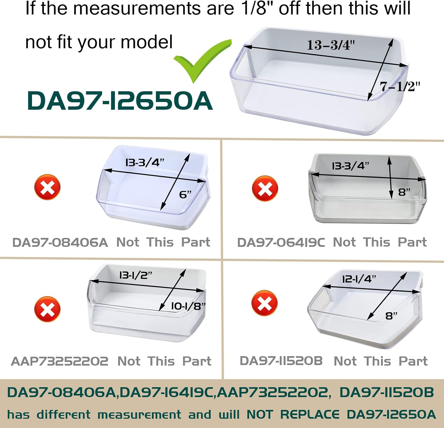 DA97-12650A, DA63-06963A, DA63-07104A, AP5620330 Door Shelf Bin Basket (Right Side) Compatible with Samsung RF26HFPNBSR, RF260BEAESR, RF261BEAESR, RF263BEAESR Refrigerator Replaces PS4176653, 2692337
