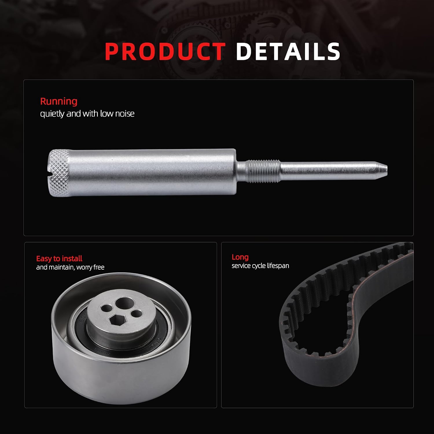 Timing Belt Kit Push with Rods for Deutz 1011 1011F Engines F2L1011 F3L1011, for Bobcat Skid Steers 863 863G 864, OE 02929933, 02109085, 100700, 02937741, 2937741, 04270987, 02929933, 6670555