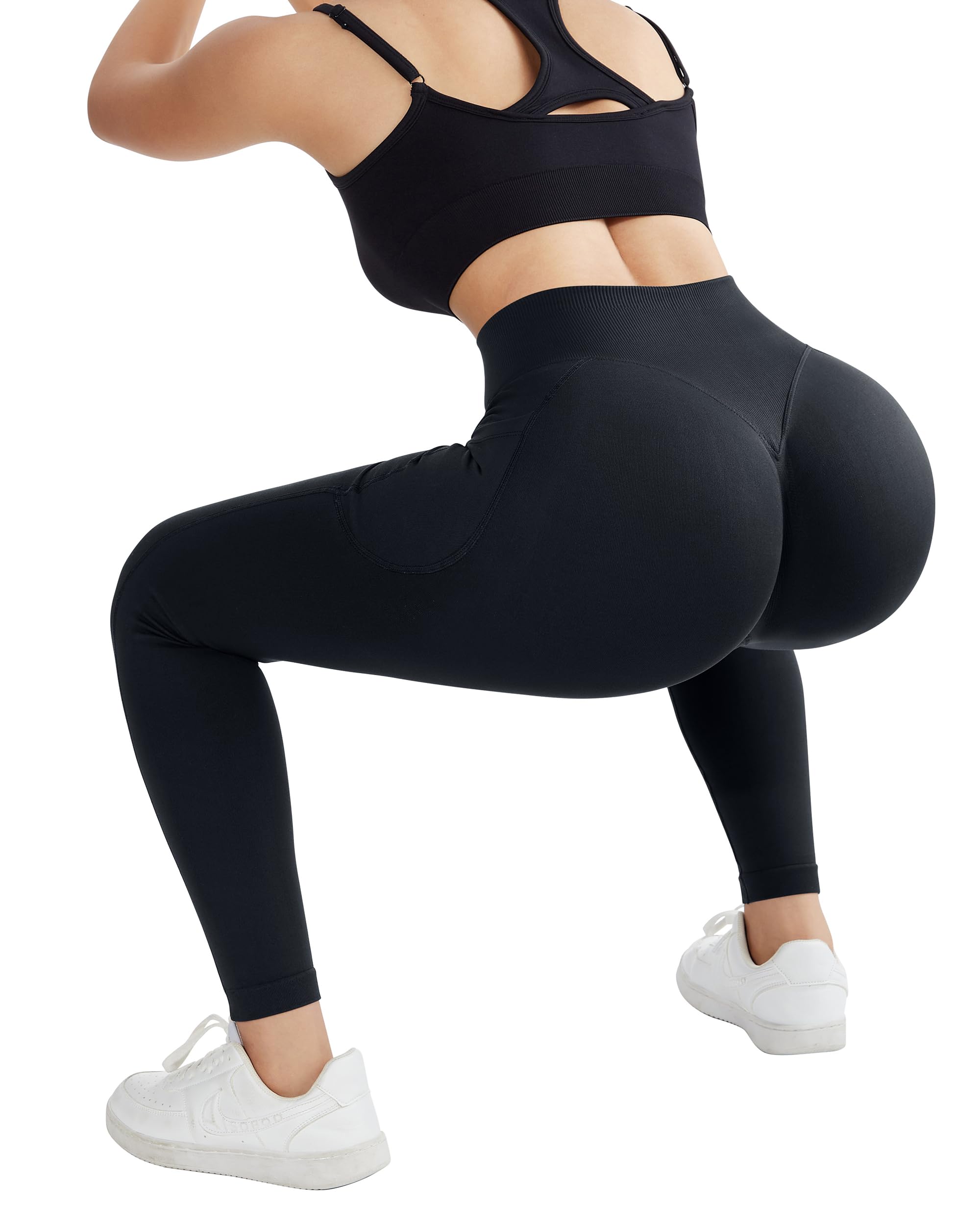 DOULAFASS Leggings ocultos con bolsillos, push up, para mujer, largos, opacos, de cintura alta, para yoga