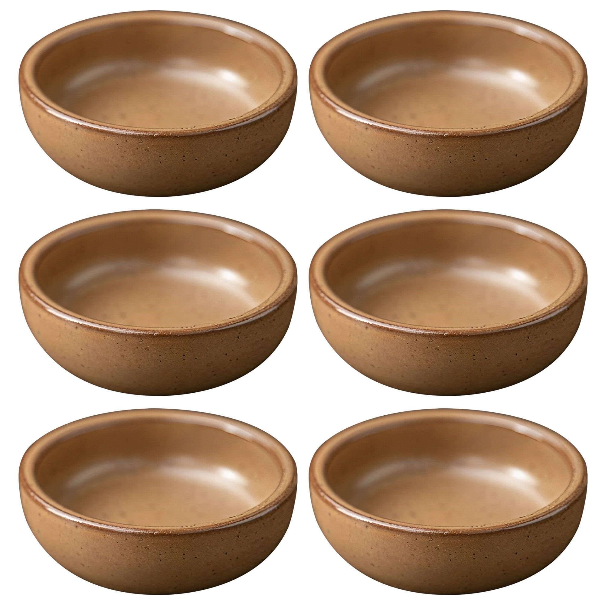 Dipschalen-Set für Sojasauce, Keramik-Dipschalen, Saucenschalen, Tapasschalen, Schalenset mit Blumenmuster für Desserts und Snacks, Dunkelgelb, 6er-Set