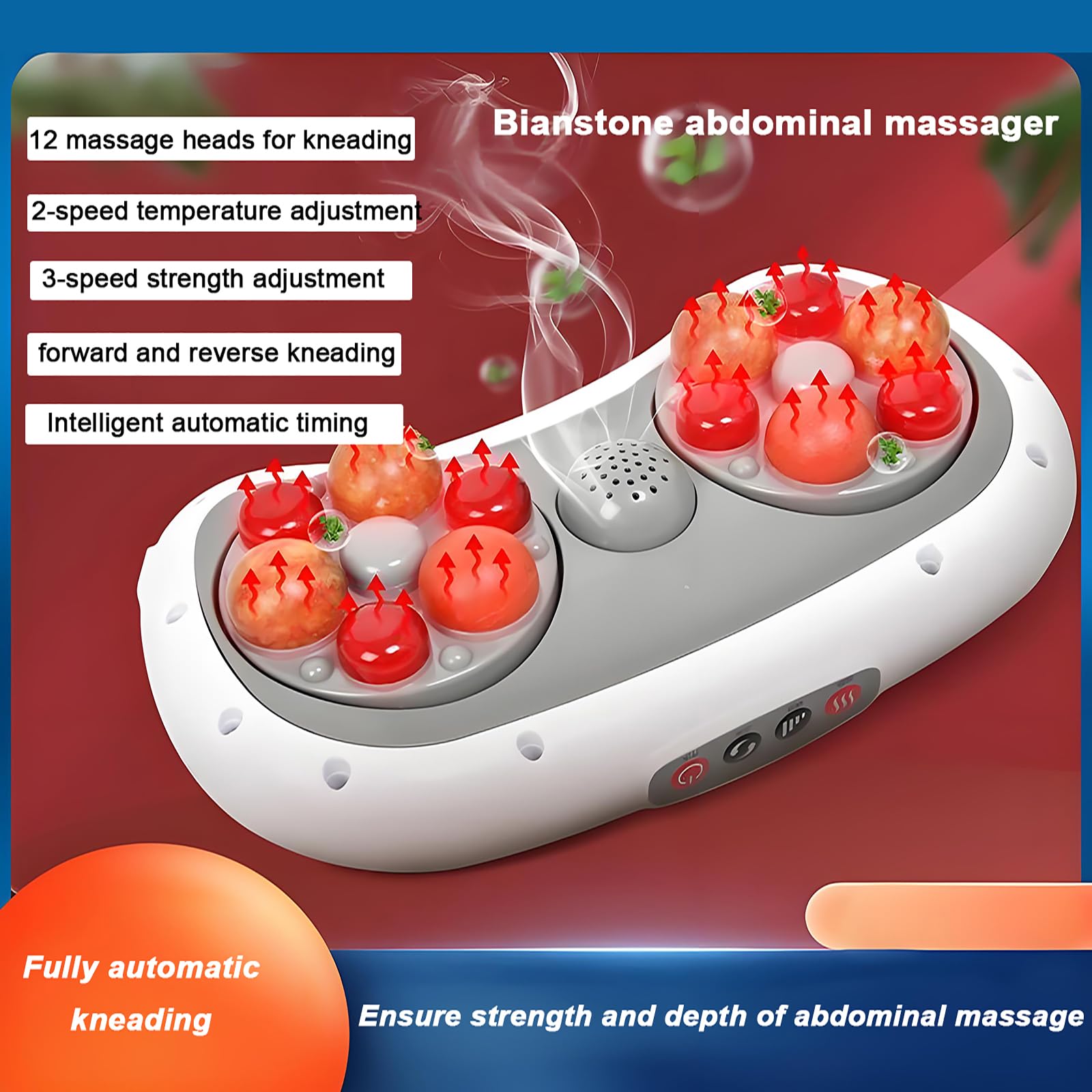 Ceinture Amincissante Électrique Sans Fil, Appareil De Massage Abdominal Avec 12 Têtes De Massage Et 3 Modes, Température Réglable 45 À 55 °C Et Synchronisation 10 Minutes, Pétrissage À 360 °