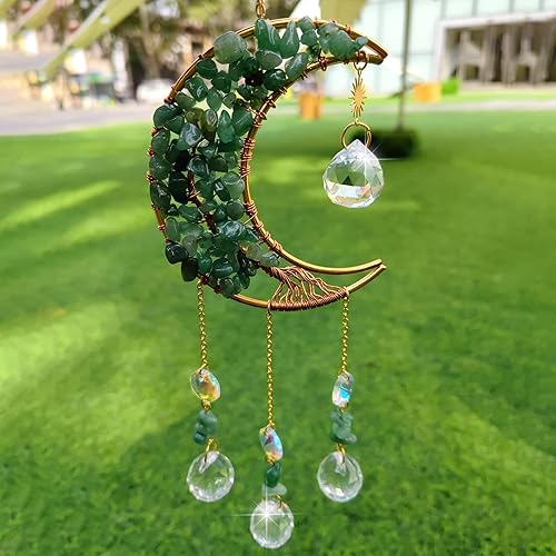 Miniatura 6 de Campanilla de viento de cristal de árbol de la vida, hecha a mano, atrapasoles de cristal, estrella, prismas de cristal, decoración de ventana