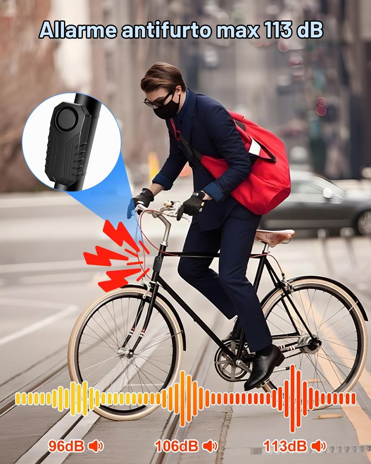 Cruxer Allarme Moto Bicicletta Con Telecomando,Senza Fili Antifurto Bici Impermeabile IP65,113dB, Elettronico, Monopattino Elettrico Auto, Sonoro, Veicoli Porta Finestra